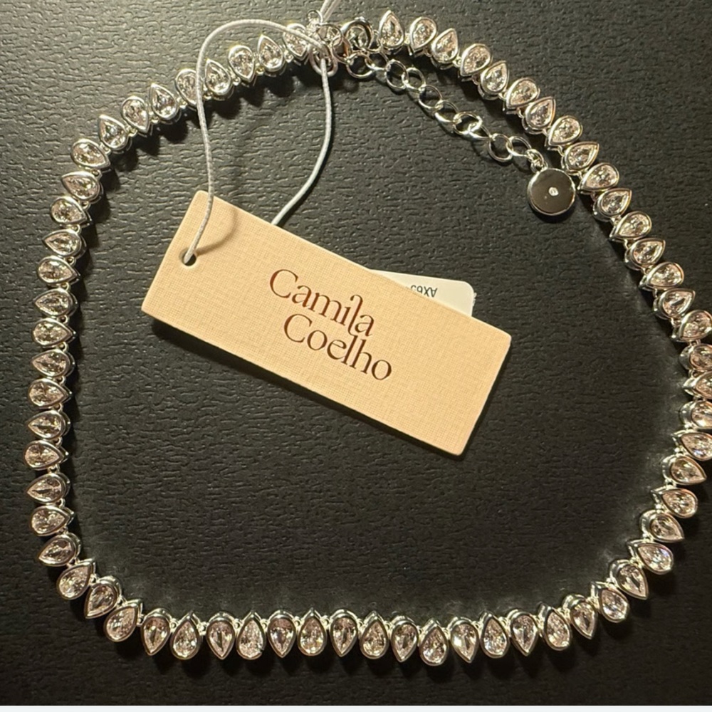 NWT ⚜️💎⚜️ Camila Coelho Gorgeous Teardrop Cubic Zirconia Chocker Necklace - Picture 4 of 8